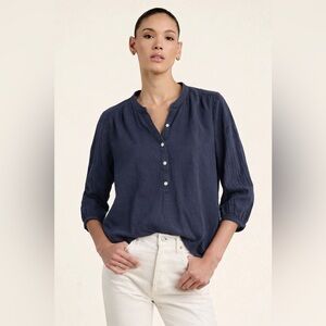 Trovata Birds of Paradise Blue V-neck Blouse  Size Small